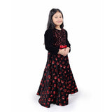 Black Floral Velvet Gown