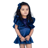 Blue Ruffled Mini Dress