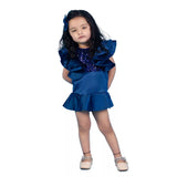 Blue Ruffled Mini Dress