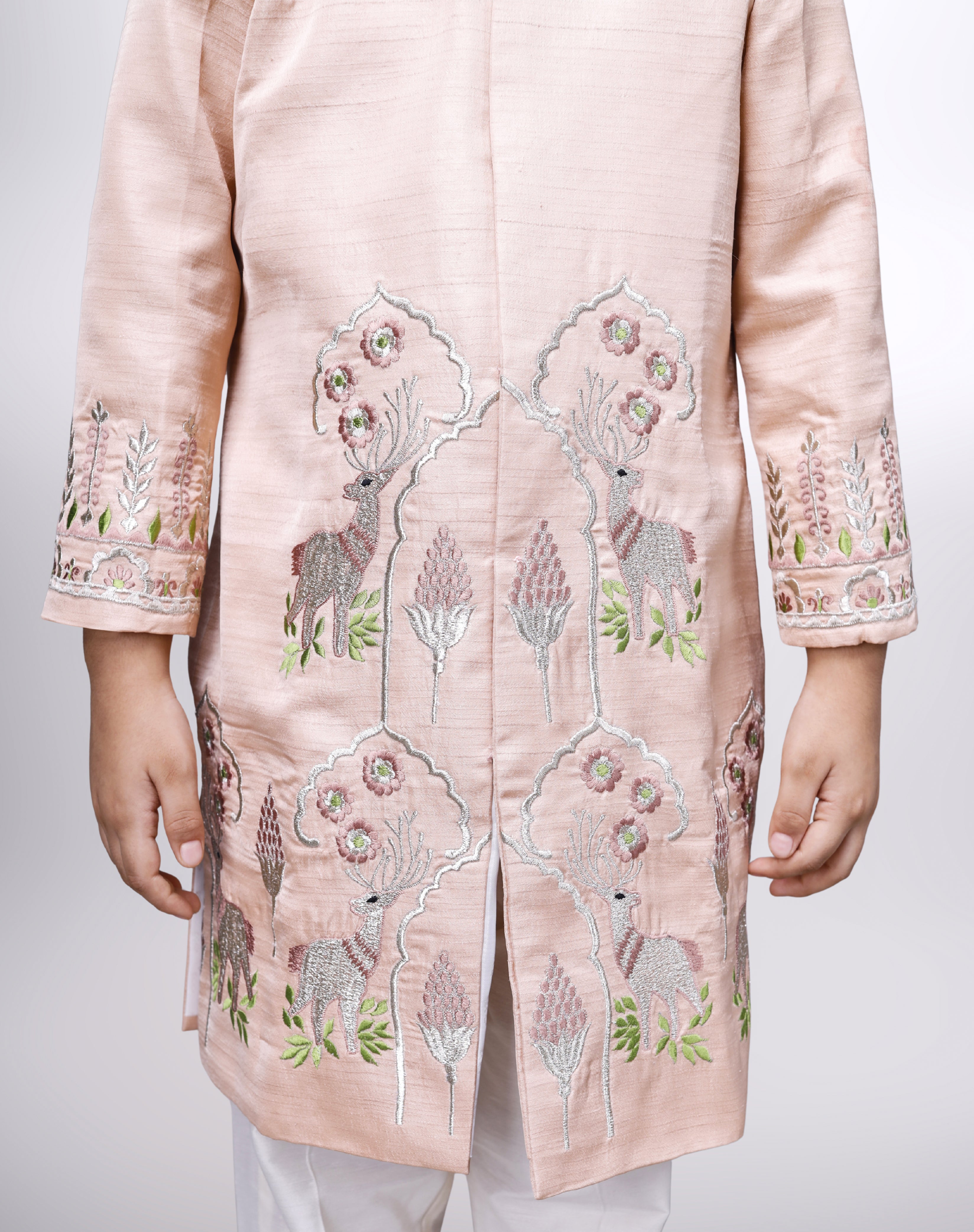 Royal Deer Peach Sherwani Set