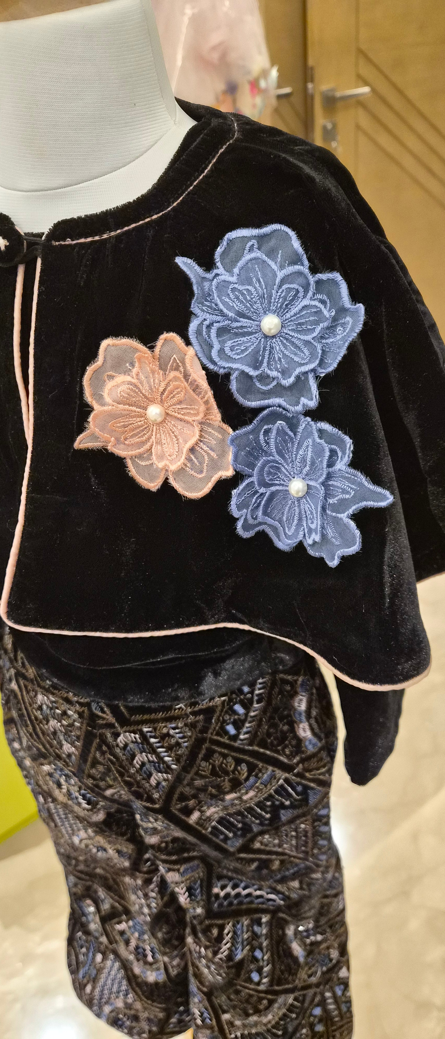 Camelia Velvet cape set