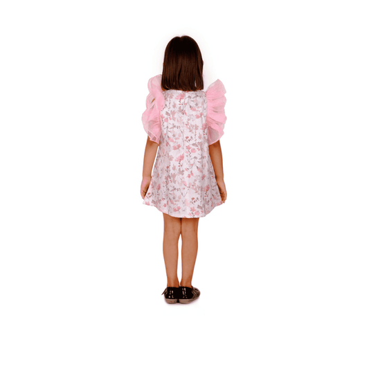 Pink Linen Print Frock