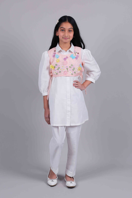 Pink Floral Bib Set