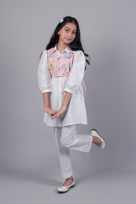 Pink Floral Bib Set