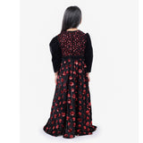 Black Floral Velvet Gown