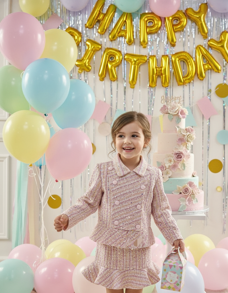 Pink Tweed Peplum set