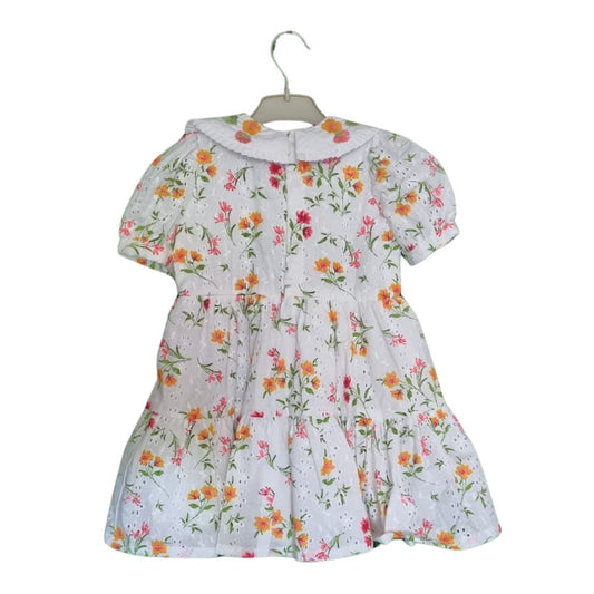 White Schiffli Collar Frock