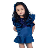 Blue Ruffled Mini Dress